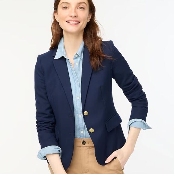 J CREW original schoolboy blazer jacket navy blue gold size 4 - Picture 1 of 13
